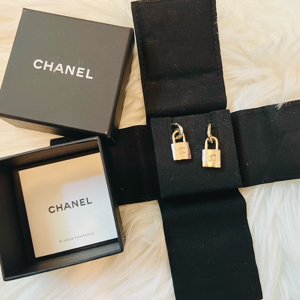 Chanel earings Light Gold Metal Padlock Earings, 2022